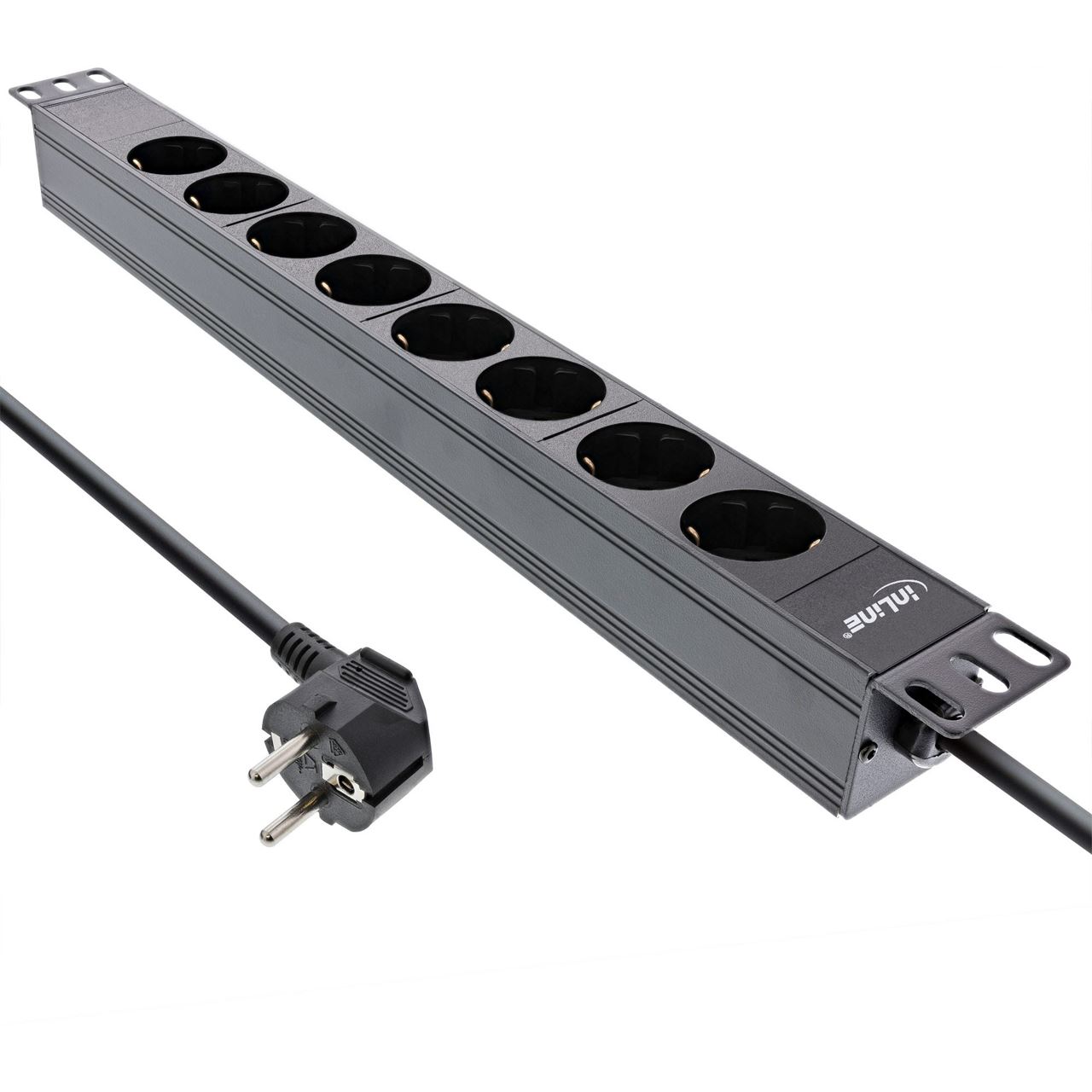 2.00m InLine Strom Steckdosenleiste Schutzkontakt Schwarz 8 (16418I)