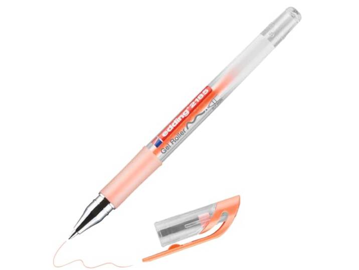 edding 2185 Gel roller, pasteloranje, 1 pen, 7 mm, gelpen om te schrijven, te tekenen, voor mandala's, bullet journals, gelrollers, rollerbalpen