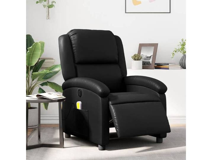 NEW 2026  Fauteuil Massant inclinable - Chaise simple - Multifonctionnel - électrique noir similicuir 71x86.5x99.5 cm L3213