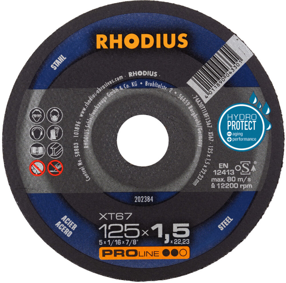 RHODIUS PROline XT67 Extradünne Trennscheibe 125 x 1,5 x 22,23 mm (202384)