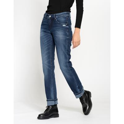 Straight-Jeans GANG "94AMELIE STRAIGHT", Damen, Gr. 25, Normalgrößen, blau (midnight love), 90% Baumwolle, 2% Elasthan, 8% Polyester, unifarben, regular fit lang, Jeans Straight-Jeans, im 5-Pocket-Style