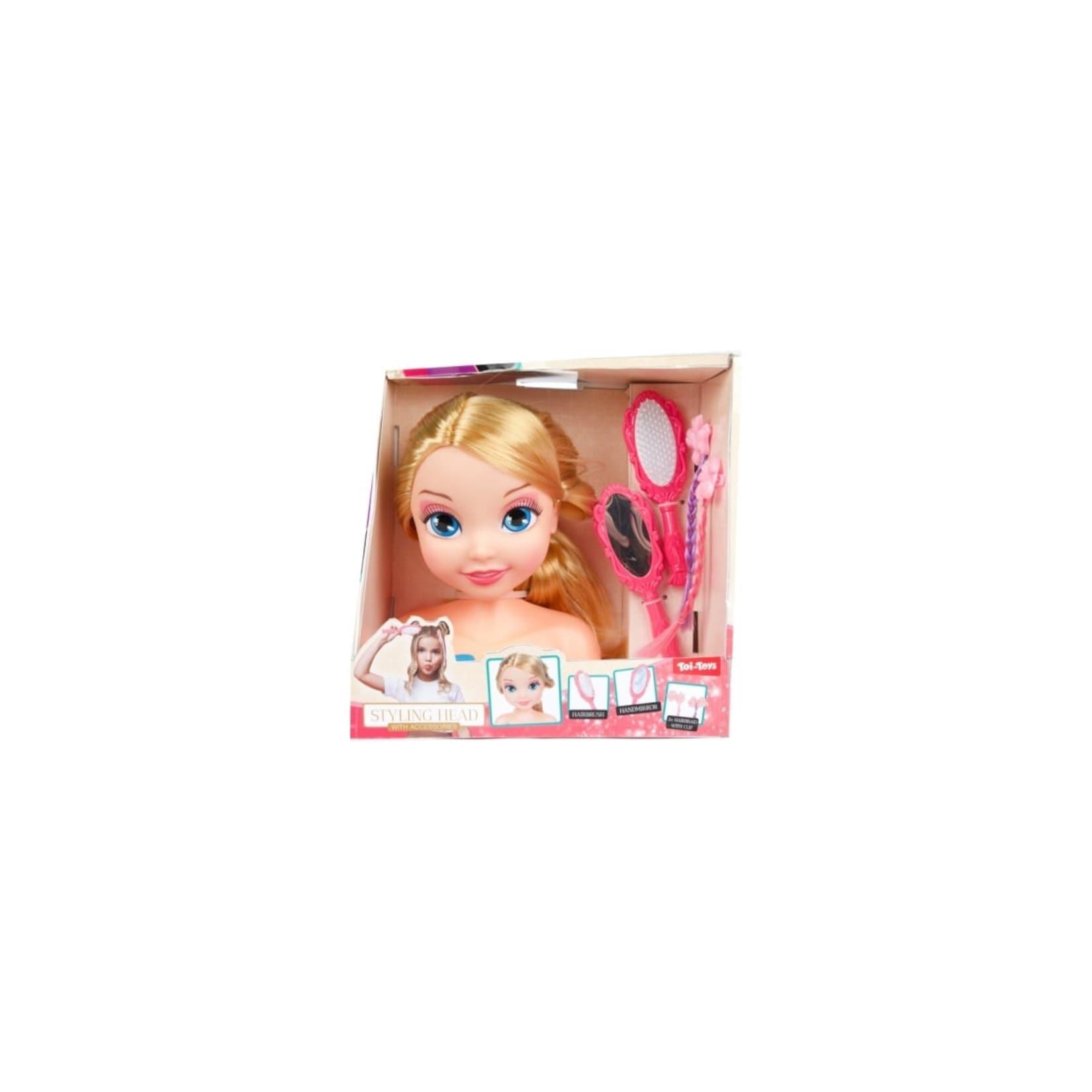 Toi-Toys LAUREN Styling-Kopf für Mädchen – Frisierkopf mit Bürste & Spiegel