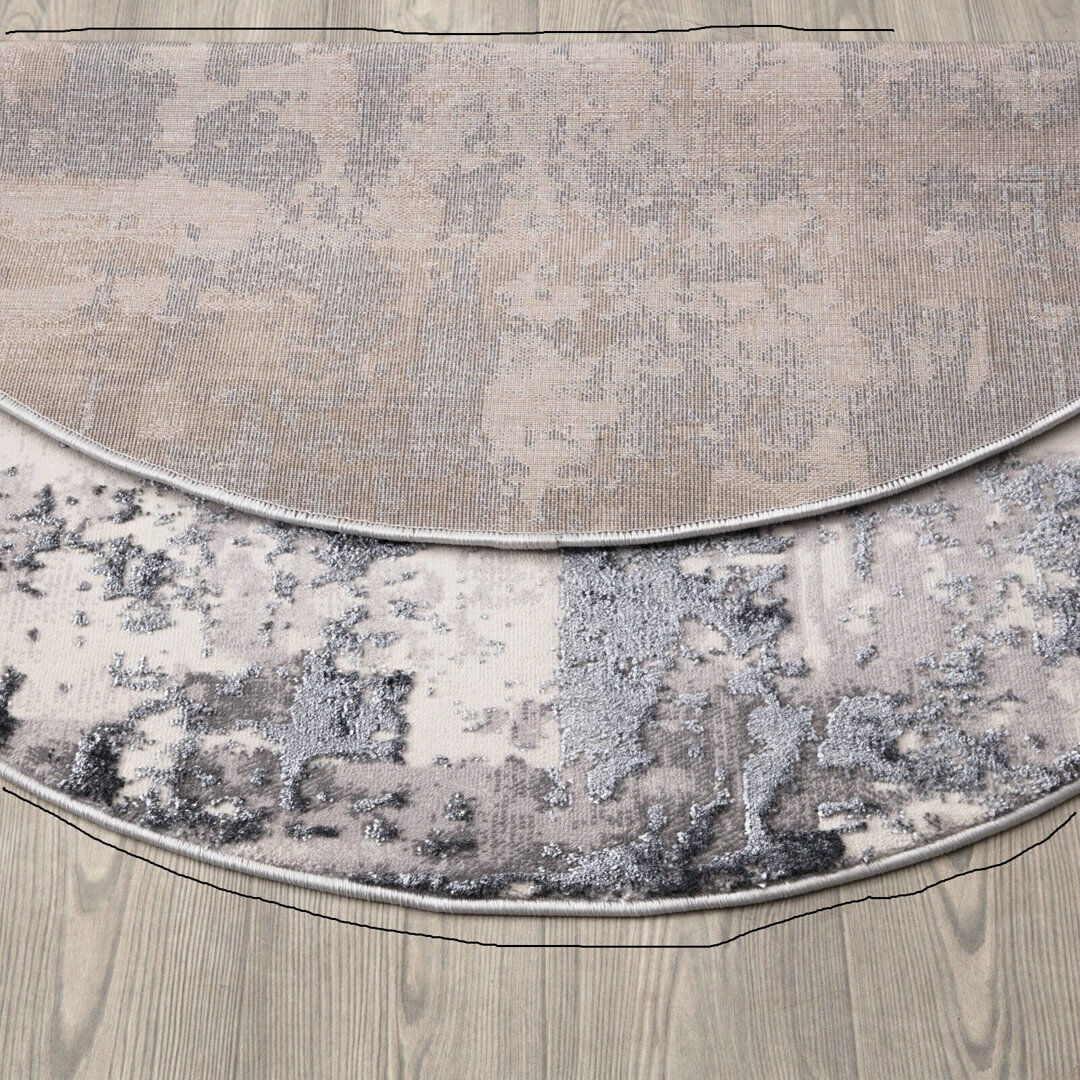 Borough Wharf Ingar Abstract Area Rug Gray Round 120cm