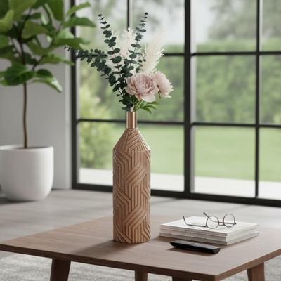 Sagebrook Home Metal Montes Engraved Vase - Brown/Burnt Gold