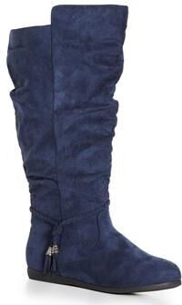 Wide Width Women's Kendra Tall Boot by Cloudwalkers in Navy (Size 11 W)