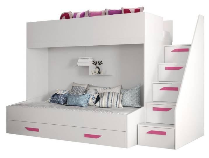 ABIKS MÖBEL Etagenbett PARTY 16 Hochbett für Kinder, Jugendliche mit Stauraum