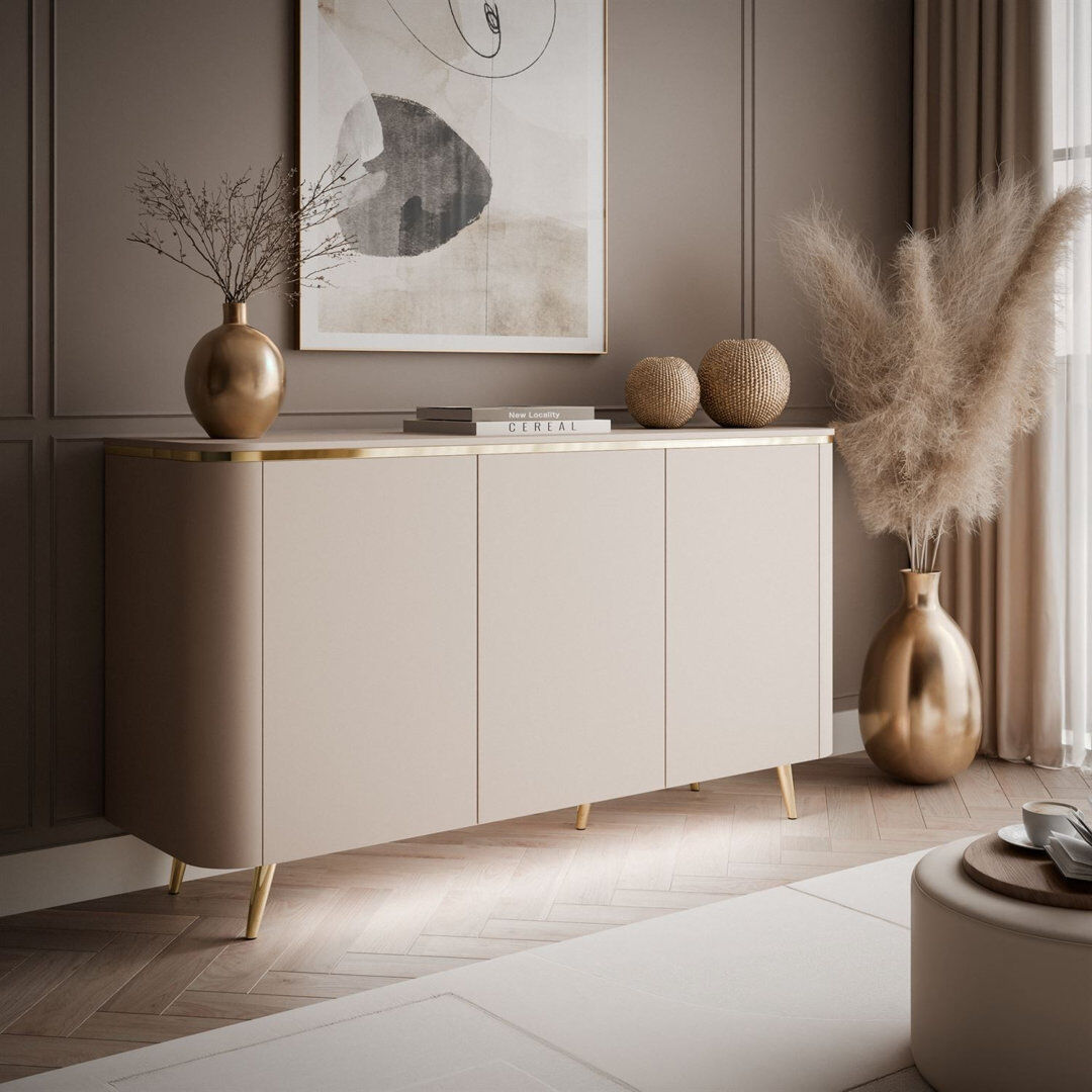 17 Stories 140cm Sideboard Angled gold legs, LED included 78cm H X 140cm W X 40cm D