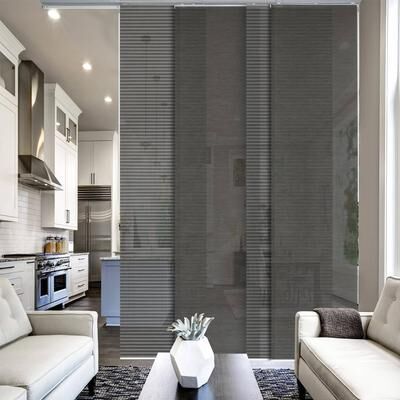 "GoDear Design Natural Woven Adjustable Sliding Panel Track Blinds, Vertical Blinds, Cosmos Series, 45.8""- 86"" W x 96"" L"