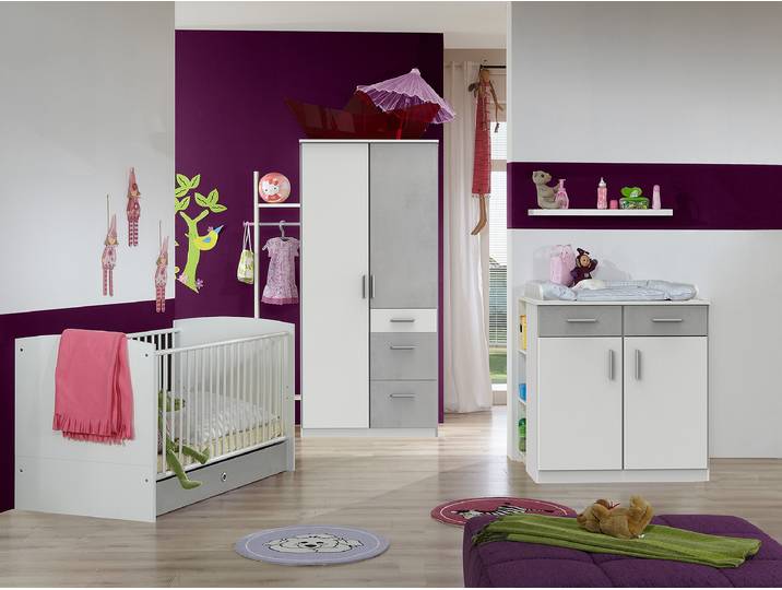 Drehtürenschrank Joker 91cm Weiß/Beton Dekor
