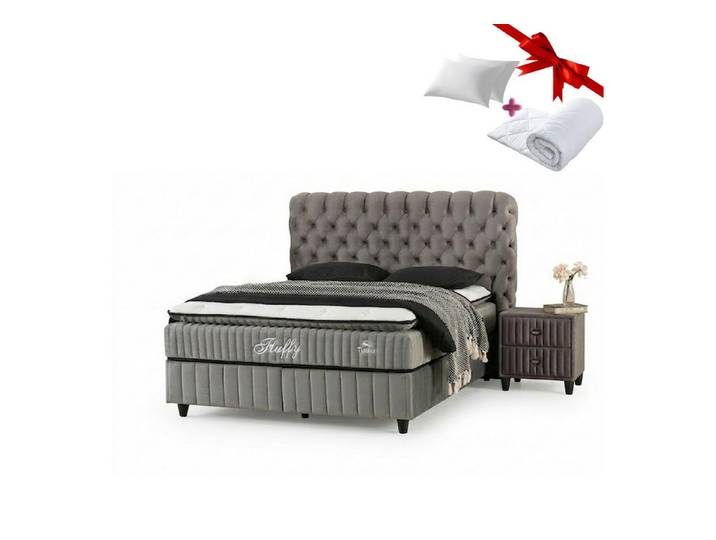 gowoll Boxspringbett Chesterfield Bett 180-140 x 200 Boxpringbett mit Matratze (7 Zonen Allergenfrei & Atmungsaktiv, Orthopädische Matratze mit Topper, 1x Matratze, 2x Bettkasten, 1x Kopfteil), mit Komforteinstiegshöhe von 67cm
