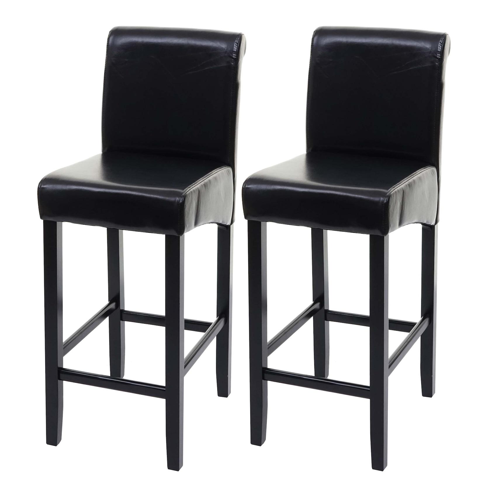 2er-Set Barhocker MCW-C33, Barstuhl Tresenhocker ~ schwarz, dunkle Beine, Leder