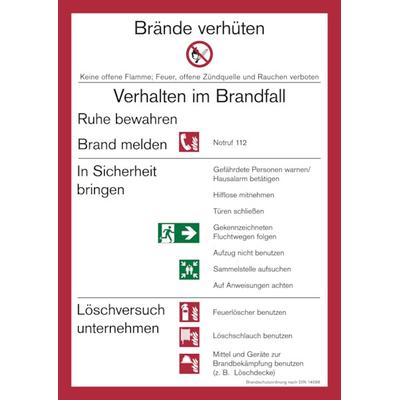 Aushang, Brandschutzordnung Teil A gem. DIN 14096 - Gebäude ohne Brandmeldeanlage - 210x297x1.5 mm Kunststoff
