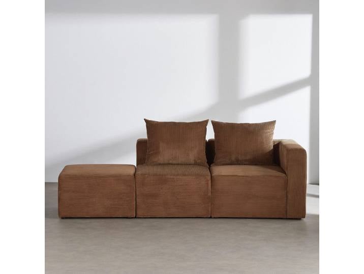 2-/3-Sitzer-Sofa aus karamellfarbenem Cord