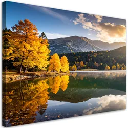 LEINWANDBILD Herbstlandschaft See Berge 90x60cm