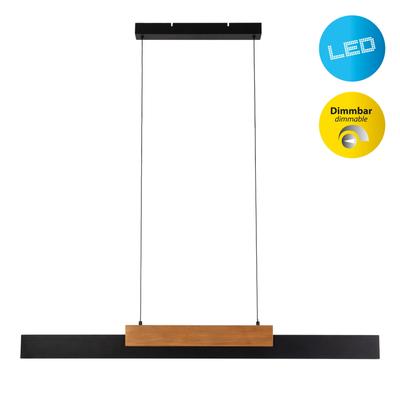 NÄVE LED Pendelleuchte "Wiebke", schwarz (schwarz braun), 1, H: 150cm, 1 Stk., Leuchten, mit Holz, dimmbar per Wandschalter, Memoryfunktion, höhenverstellbar, LED Pendelleuchte