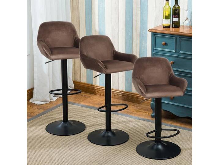 LOT DE 2 TABOURET DE BAR MARRON STYLE NORDIQUE CHAISES DE BAR EN BRAGA TISSU ERGONOMIQUE