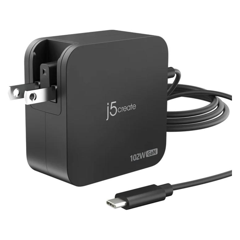 j5Create 102-Watt-GaN-PD-USB-C-Reiseladegerät mit 2 Anschlüssen, einschliesslich austauschbaren Netzs (102 W, 2 Ports) (JUP25102V-N)