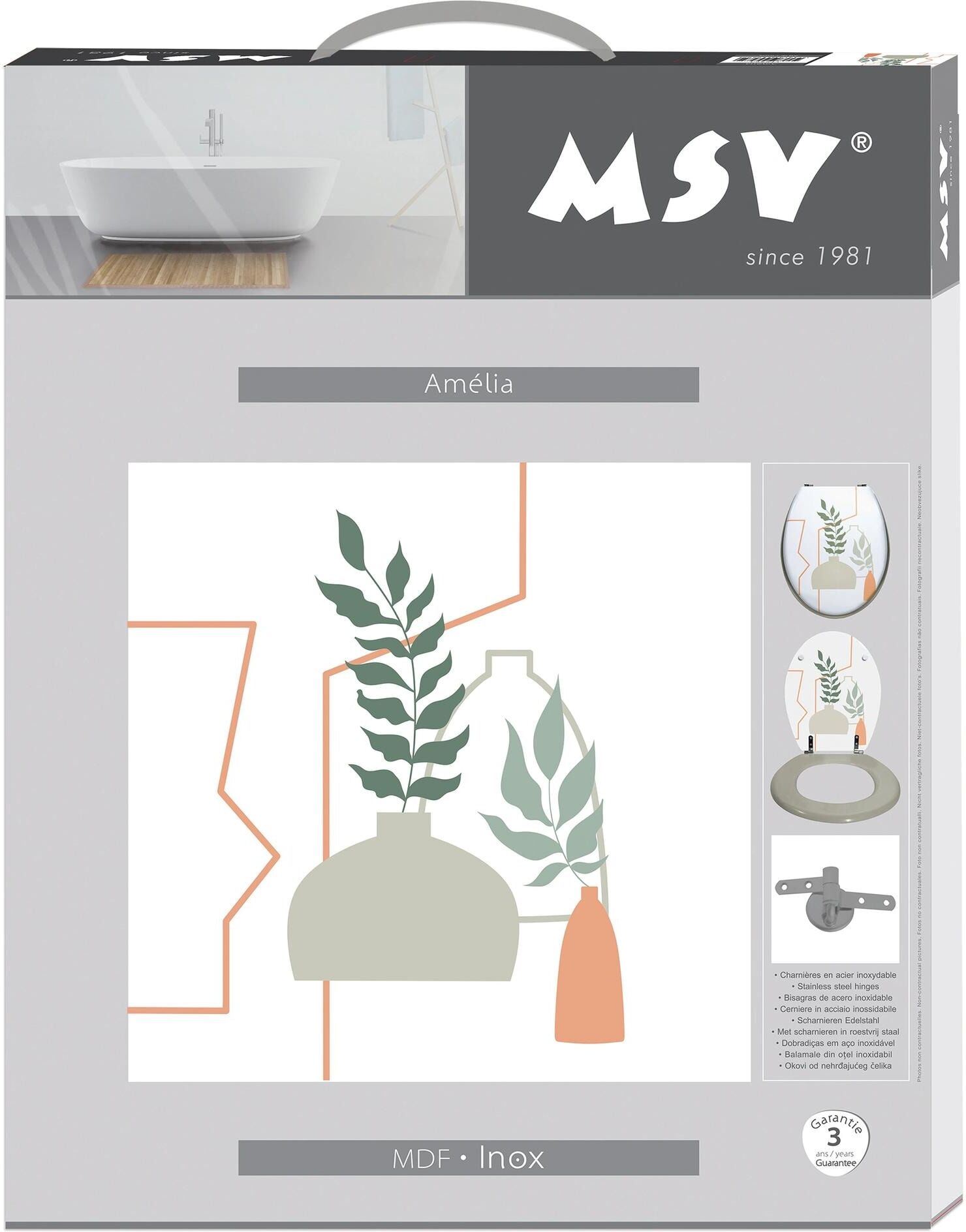 WC-Sitz MSV "MSV Toilettensitz Amelia Mehrfarbig", bunt, B:37cm L:45cm, Edelstahl, MDF - Mitteldichte Holzfaserplatte, WC-Sitze, WC-Sitz bunt Einheitsgröße