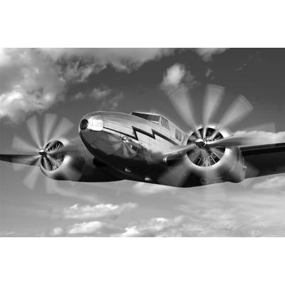 Fototapete PAPERMOON "Flugzeug Schwarz & Weiß", schwarz (schwarz, weiß), B:4m L:2,6m, Vlies, Tapeten