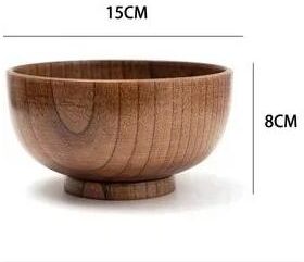 Inspired Living Japanese Jujube Wood Bowl Minimalist Japanese Wooden Bowl For Soup, Rice & Kids (Heat Resistant, Lightweight) d