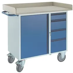 ROLLCART Werkstattwagen 4 Schübe mit Umrandung blau, 111x86x60 cm