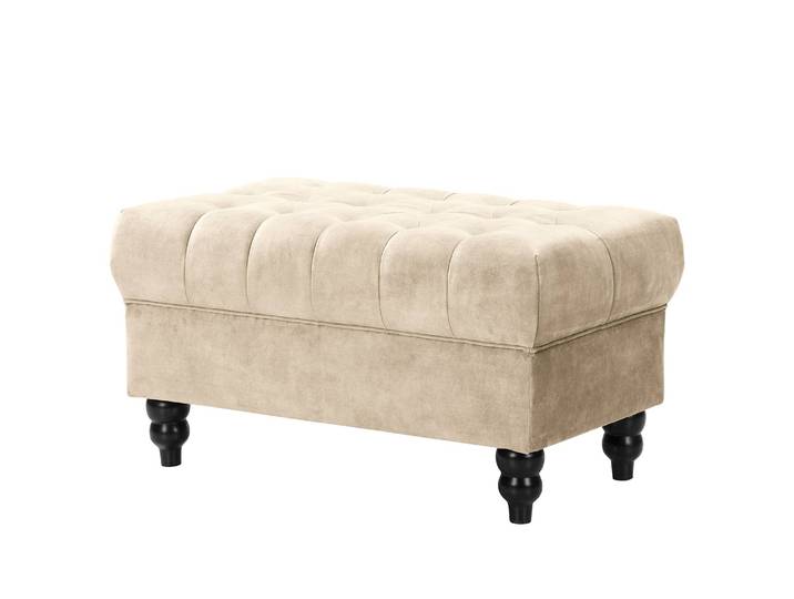 Repose-pieds Lovis 90 x 49 x 51cm Beige Velours Tomi: Créme