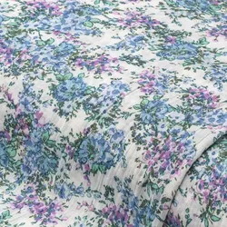 Blusenstoff/Crash-Stoff "Blumen“, blau-color