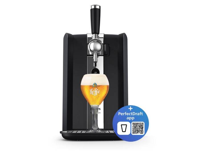 Philips Bierzapfanlage Perfect Draft 7000 Series HD3770/90, mit Temperatureinstellungen von 0-12°C und LED-Display, Schwarz