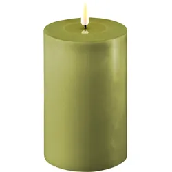 Deluxe Homeart LED Stumpenkerze Real Flame olive, Ø10 x H15cm, olive