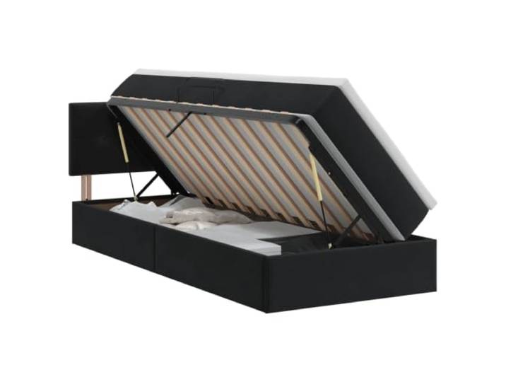 KTHLBRH Bett mit Bettkasten Kopfteil schwarz 100 x 200 cm Samt Hydraulisches Heben, weicher Samt, quadratische Griffe, mittelfeste Matratze, Schlafzimmer