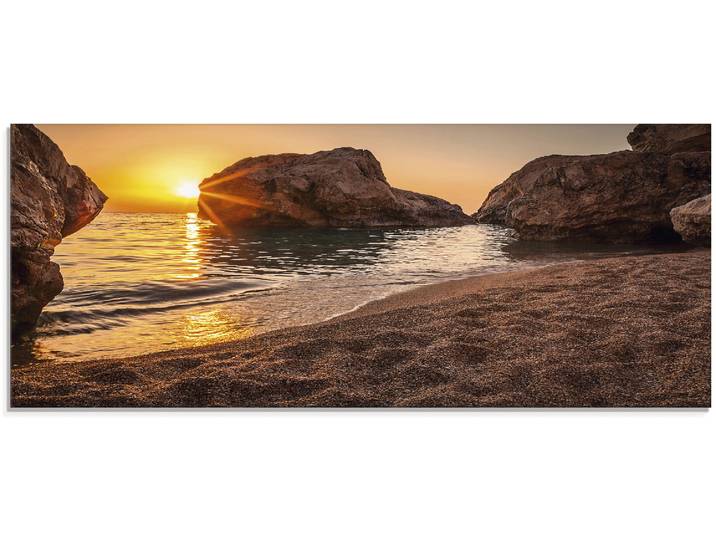 Glasbild ARTLAND Sonnenuntergang und Strand , beige (farbe bild(er): naturfarben), B:125cm H:50cm, Bilder, Glasbild, in verschiedenen Grössen
