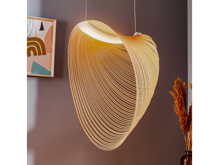 Suspension LED Illan, Ø 60 cm, bois, à intensité variable - Luceplan - Salon / séjour - Design - À ampoule unique