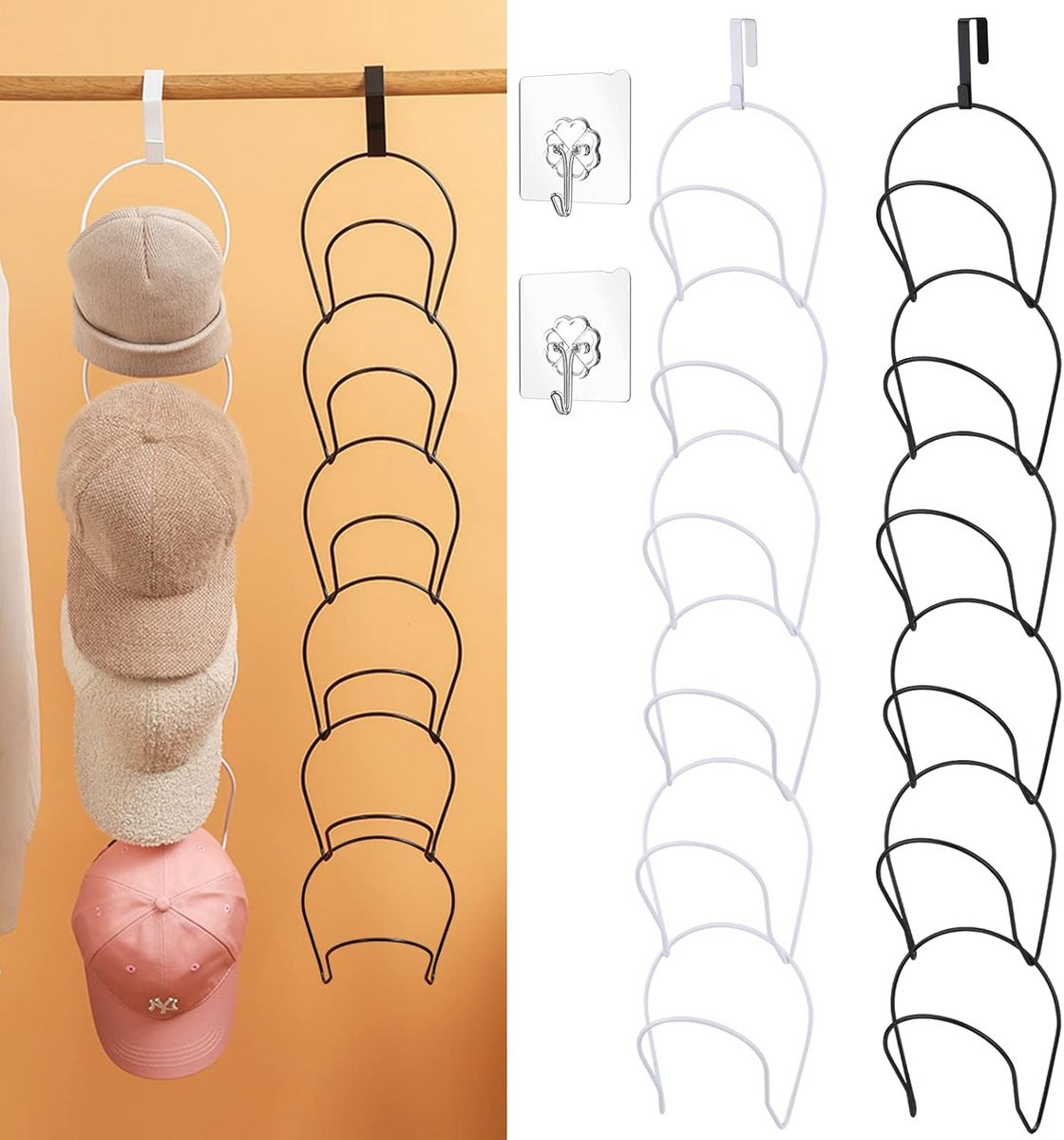 12-delige metalen set hoedenrek en organizer voor baseballcaps, sjaals, handtassen en handdoeken