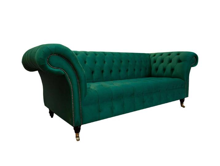 Xlmoebel Chesterfield-Sofa Elegantes Sofa im Chesterfield-Stil mit grüner Textiloberfläche, Sofa, Hergestellt in Europa