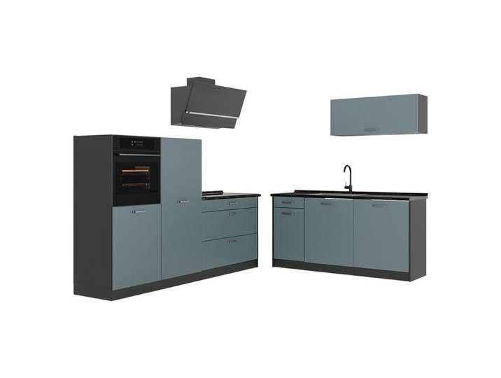 Cuisine R-Line 220cm plan de travail Anthracite Bleu-gris/Anthracite Vicco 67081