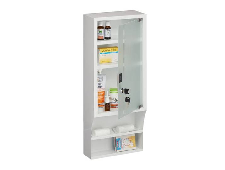 Relaxdays Abschließbarer Medizinschrank Glastür
