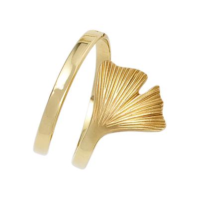 Goldring JOBO "Ginko" Gr. 60, gelb (gelbgold 375), Fingerringe, Damen, 60, Gelbgold 375, Goldring, breit 375 Gold