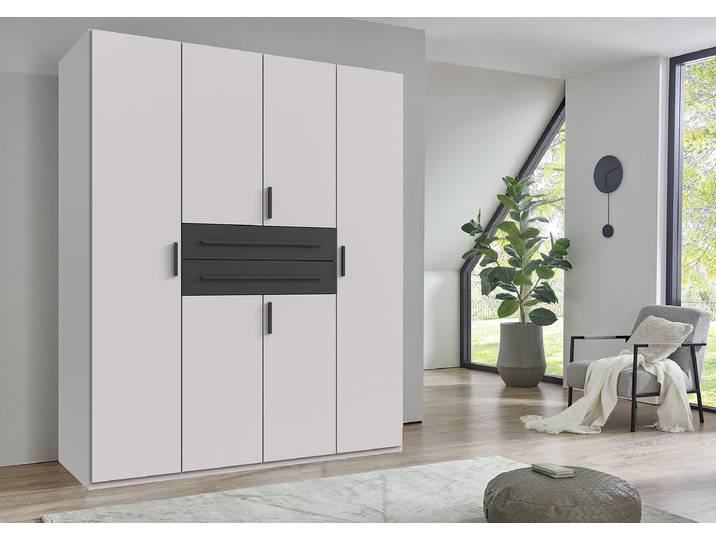 Drehtürenschrank Digit Typ A 180cm Schwarz/Weiß/Weiß/Graphit
