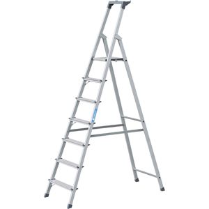 Zarges Stehleiter Scana S, 44157, mit Plattform, aus eloxiertem Aluminium, bis 150kg, mit 7 Stufen