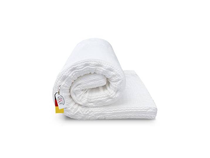 FMP Matratzenmanufaktur, Visco Topper 8 cm, Memory Foam Matratzenauflage für optimale Druckentlastung & Rückenschmerzen, ergonomisch & atmungsaktiv, 120x190cm weiß