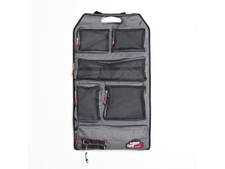 CAMPWERK Taschen Organizer zum Hängen, Hängeorganizer, Hängeaufbewahrung, Camping Aufbewahrungstasche, Mit 6 x Reißverschlusstaschen, Aufbewahrungssystem, Grau