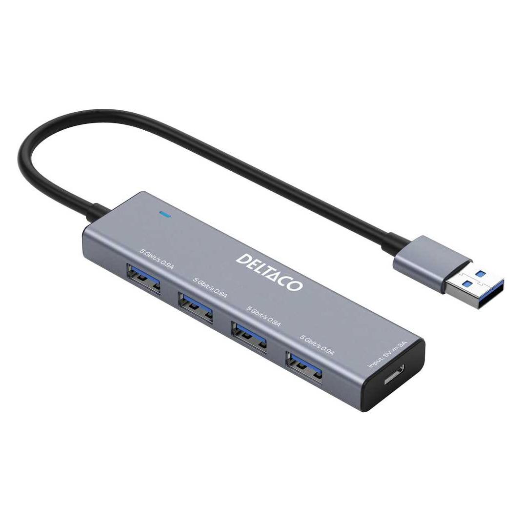 Deltaco UH-738 USB-A Hub, 4 ports (USB-A, 4 Ports) (UH-738)