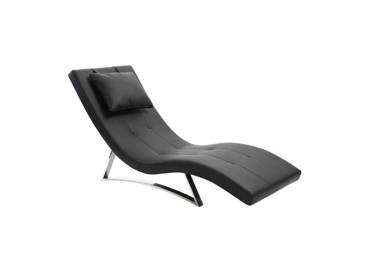Chaise longue design noir et acier chromé BARTY