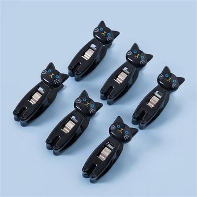 ModernMart Cute Cartoon Cat Clips Multipurpose Snack Sealing And Bookmark Clips Set black