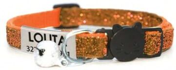 Uplift Picks Customized Glitter Cat Collar With Engraved ID Tag orange
