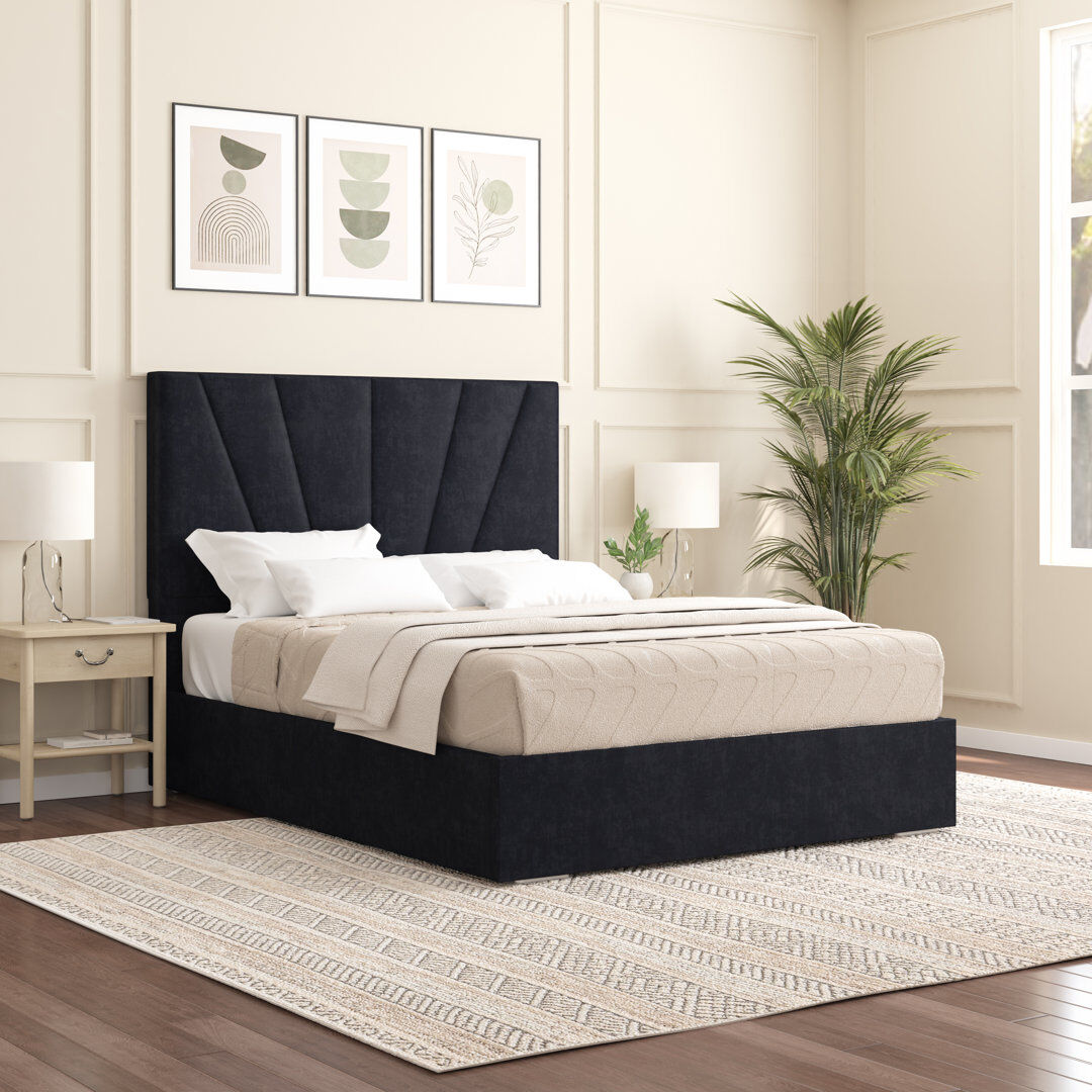 Canora Grey Alahnna Upholstered Bed Frame Black Kingsize (5')