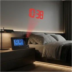 Bearware, Wecker, Projektionswecker, Tischwecker + Projektion, 2 Alarme, USB-Ladeport, Temperaturanzeige, LCD-Display