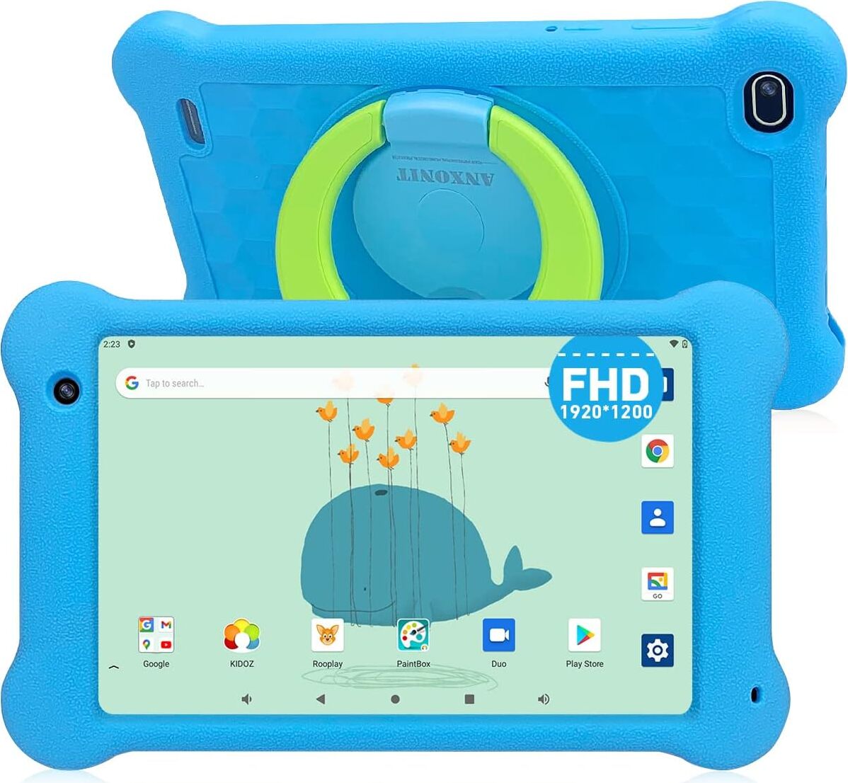 ANXONIT Kinder Tablet, 7 Zoll 5G WiFi Android 11 Tablet PC, FHD 1920x1200 IPS Bildschirm, 2GB RAM 32GB ROM,Kidoz Apps (Blau)