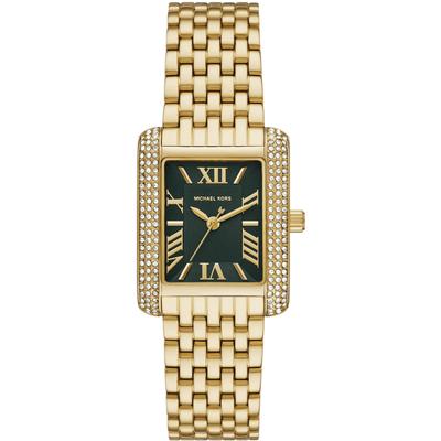 Quarzuhr MICHAEL KORS "Emery", gold (goldfarben, dunkelgrün, dunkelgrün), Armbanduhren, Damen, goldfarben, Quarzuhr, Armbanduhr, Damenuhr, analog, Edelstahlarmband