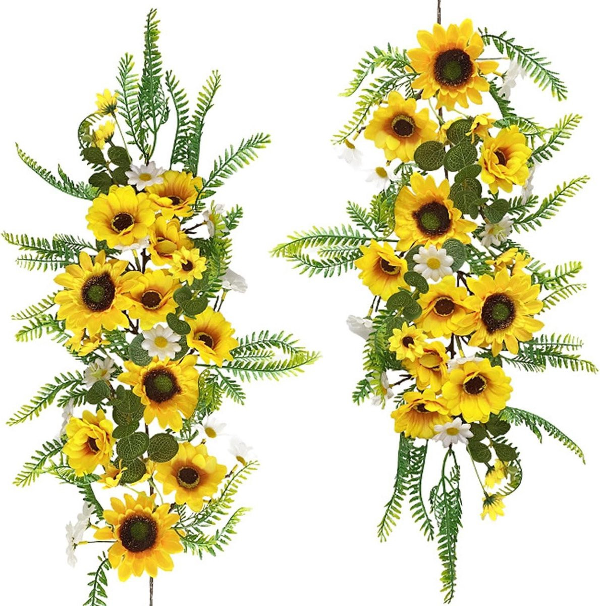 Kunst Zonnebloem Garland van Zijde - Gele Bloemen Slier voor Huisdecoratie - 62 cm